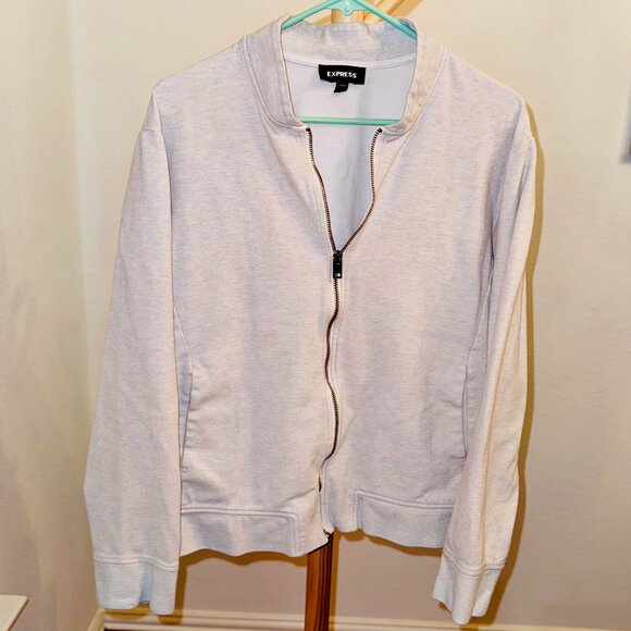 Express Men’s Beige Zip-Up Sweater Jacket – Size L (Fits Like M) - Picture 1 of 3